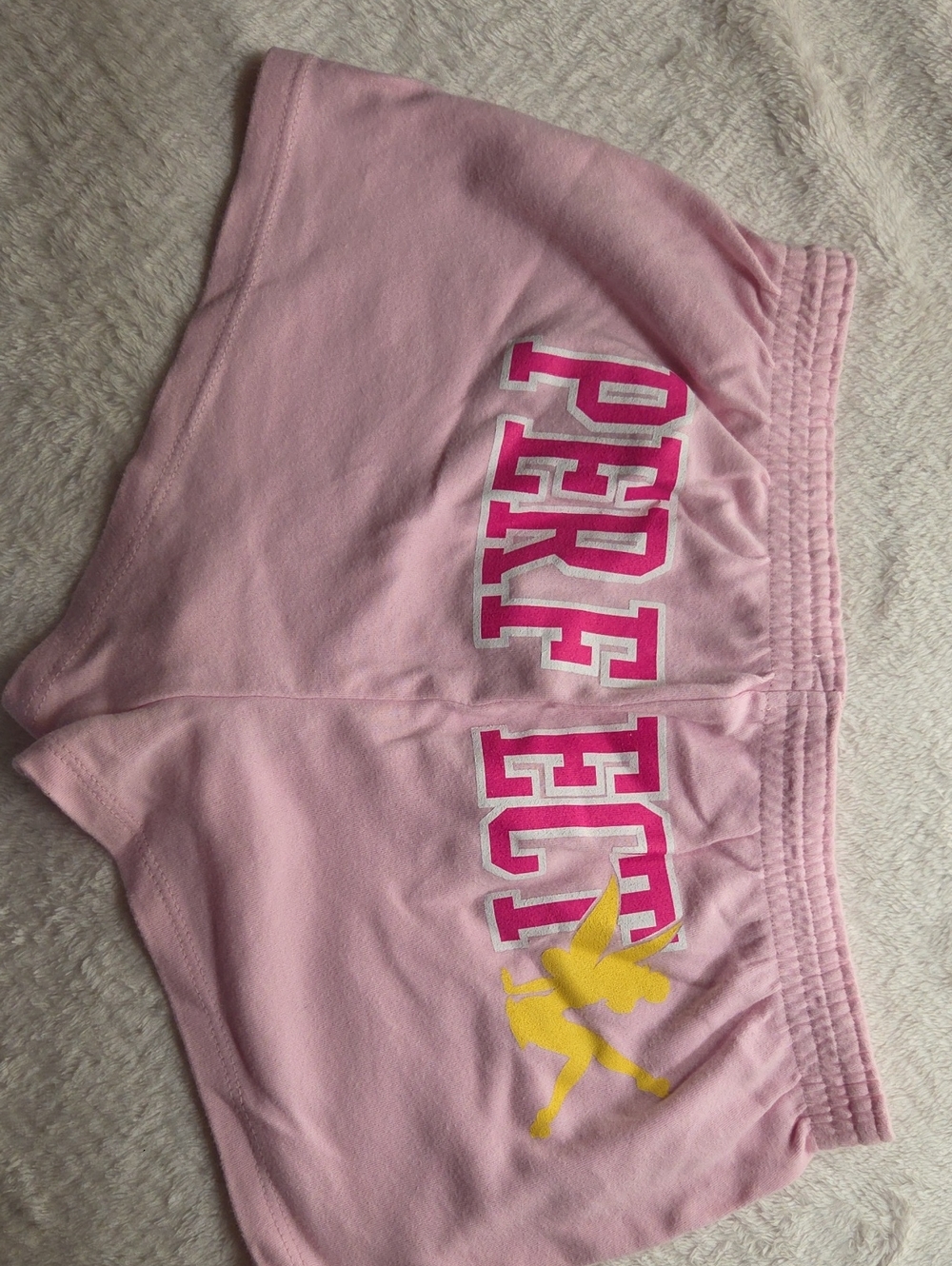 Disney Tinkerbell Pink 'PERFECT' Athletic Lounge Shorts Girls' Junior M 7/9 NWOT